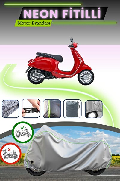 Cemku Fast غطاء محرك متوافق مع Piaggio Vespa 150 باللون الرمادي النيون قماش م...