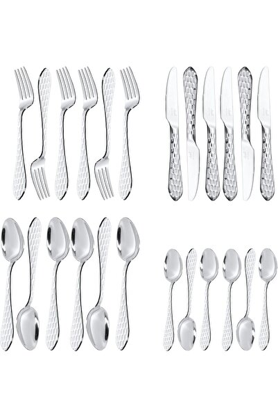 ALSAIF 24 Pieces, Stainless Steel Tableware Set by ALSAIF, Gold/Silver