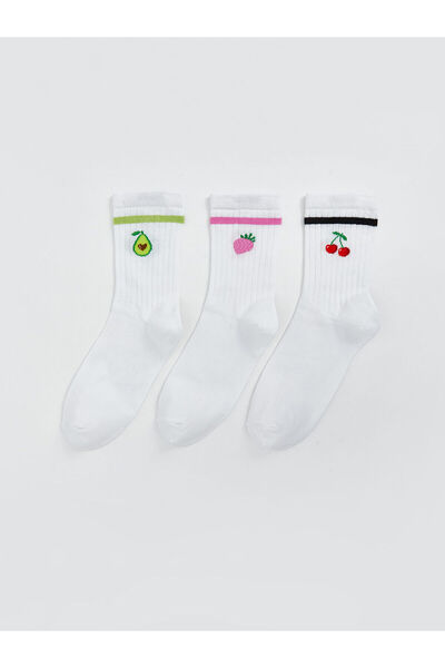 LC Waikiki New Season Fruit Patterned Women's Socks 3-Piece Set