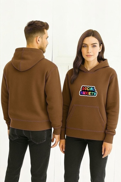 ArtYus Anxietatea socială Colorat cu imprimeu cu glugă Swea tricou