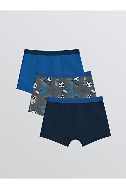 LC Waikiki Gray Printed Boys' Boxers 3-Pack