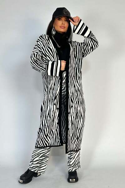 WildFashion Casual long cardigan with sleeves and zebra print H746-1122
