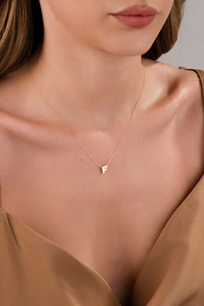 Zeynepli gold & jewelry 14 AYAR ALTIN 3 BOYUTLU F HARFLİ KOLYE
