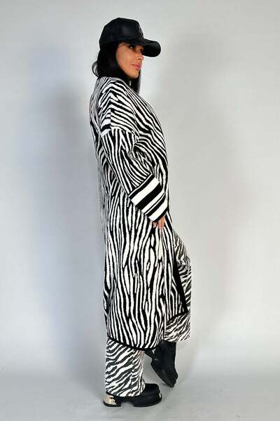 WildFashion Casual long cardigan with sleeves and zebra print H746-1122