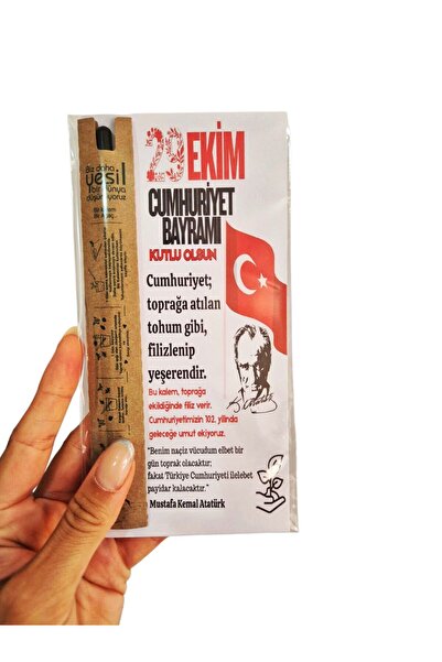 Nilgün Baymış Neva Konsept Hediyelik TOHUMLU KALEM KARTI -CUMHURİYET BAYRAMI 10 ADET