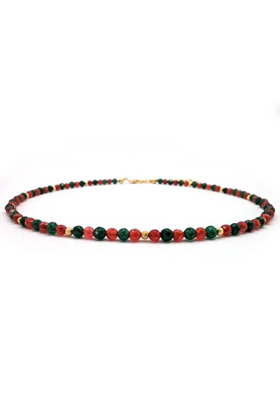 Lexy's Boutique Colier ajustabil, din argint 925, Lexy's Boutique, pietre semipretioase jad si agat, placat aur 24k