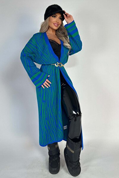 WildFashion Дълъг ежедневен кардиган с ръкави и зебров принт H746-4