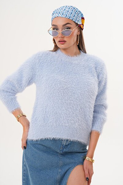 ŞİMAL Pulover tricotat pentru femei, cu gât rotund, cu barbă, 255132 -