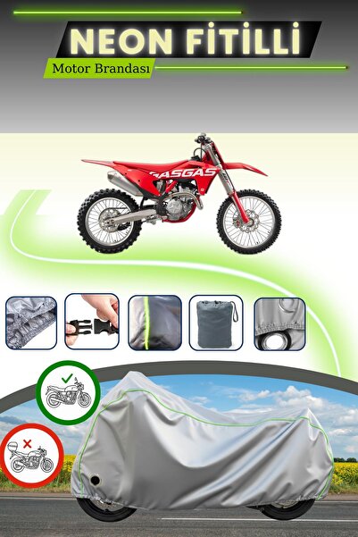 Cemku Fast غطاء محرك متوافق مع غاز غاز MC 250 F باللون الرمادي النيون قماش مجدّل