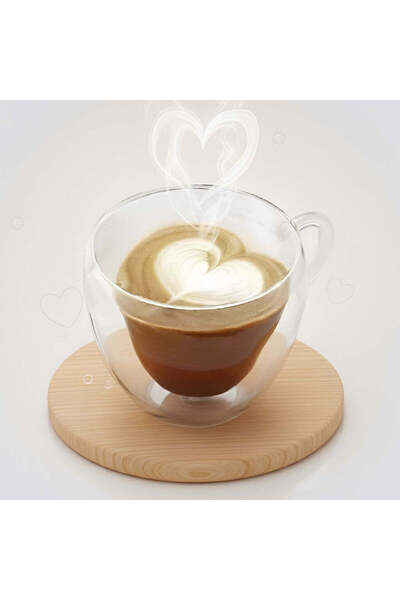 Köken Double-walled borosilicate glass Mug 250ml, heart-shaped cup, for hot/cold drinks, Transparent