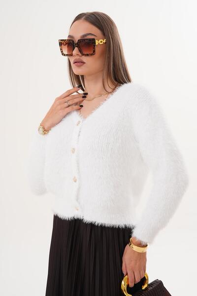 ŞİMAL Women's Bearded Knitwear Knitted Cardigan 255131 -