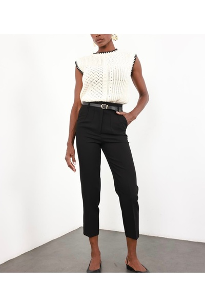 KAROL Kemerli Cepli Önü Flatolu Kumaş Pantolon