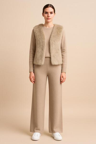 BDK Fur Vest Triple Knitwear Suit