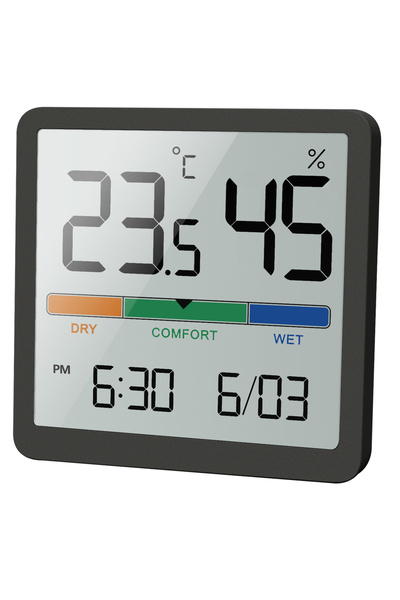 Choice1 مقياس حرارة ورطوبة رقمي جديد أسود اللون، مزود بشاشة LCD، لقياس درجة ا...