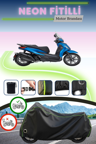 Cemku Fast غطاء محرك أسود متوافق مع نيون فيتيلي لدراجة بياجيو بيفرلي سبورت تورينج 350، يعني متوافق مع غطاء المحرك