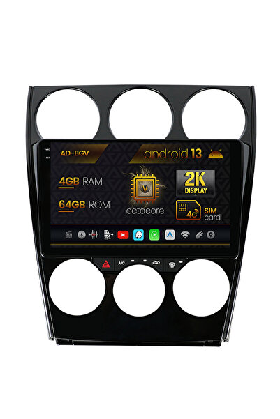 AutoDrop Navigatie Mazda 6 (2002-2008),Android 13,V-Octa/4GB RAM+64GB ROM,9.5"