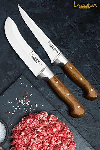 LAZBİSA Hand Craft Mutfak Bıçak Seti Et Kemik Tavuk Yüzme Sıyırma Bıçağı 2 Li...