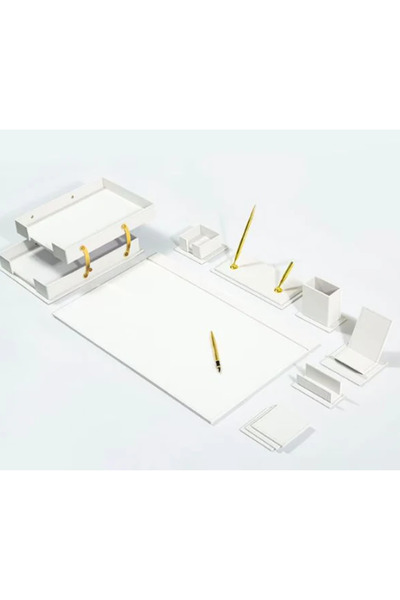 Güner Ofis Lüks Deri Sümen Takımı 12 Parça Ofis ve Makam Masası Seti