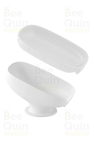 BeeQuin Sabun Vantuzlu ve Su Giderli Katı Sabunluk Süngerlik Pratik Tutmaz Kuru Plastik Kaymaz