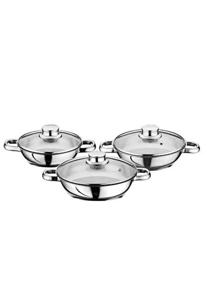 İşte Evim Gülsan 3-Piece Saucepan Set with Glass Lid 16-18-20