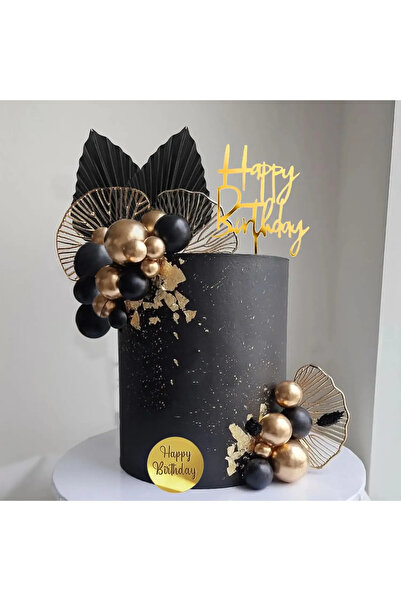 Baloane Vesele Luxury Black & Gold Cake Decoration Set TOP55