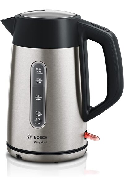 Bosch Kettle, DesignLine, Triple safety feature, Limescale filter, Stainless Steel, TWK4P440GB