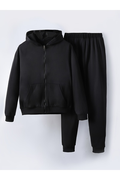 MODAVİBE Set de trening unisex pentru copii, cu fermoar – Hanorac cu glugă și...