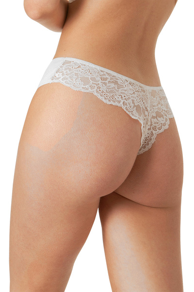 BRAINWEAR Women's 3-Pack Multi-Colored Lace Back Thong Panties