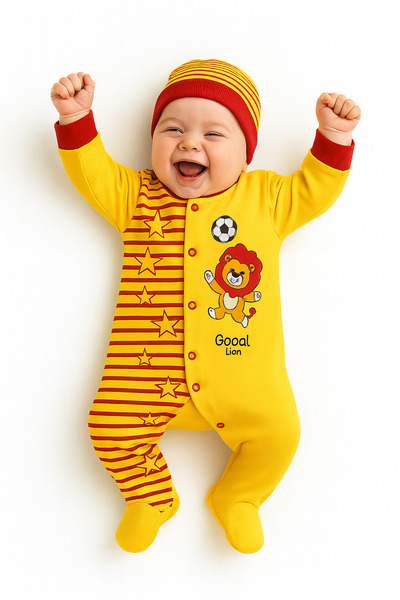 mini mia Goool Printed Hat Baby Romper 3-6 Months