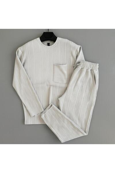 WENMİNG Men's Winter Gray Reported Ottoman Bottom-Up Set