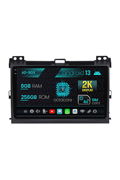 AutoDrop Navigatie Toyota Prado J120 (2002 - 2010), Android 13, X-Octa/8GB RA...