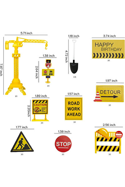 Baloane Vesele Deluxe Cake Decoration Construction Themed Set With Vehicles And Road Signs TOP48