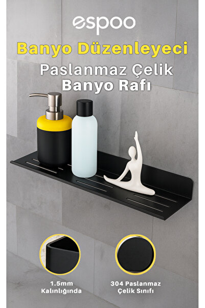 Espoo Design Yapışkanlı ve Vidalı Paslanmaz Çelik Banyo Rafı, Düzenleyici Duş...