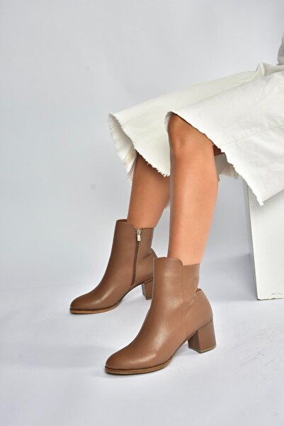 Fox Shoes V468581003 genuine mink leather thick heeled women's boots