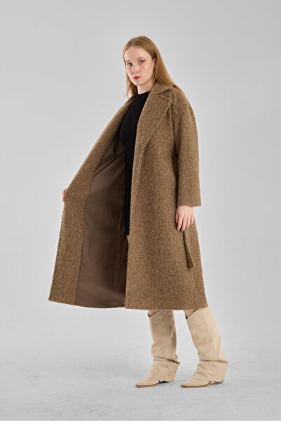 Bolivente Khaki Buklet Cashmere Oversize Coat
