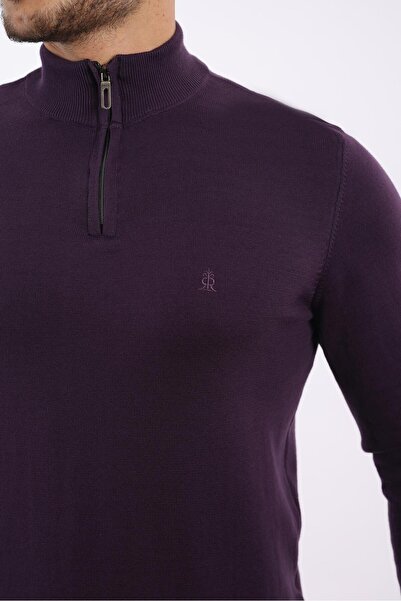 rugatchi Erkek Mont Yaka Düz Triko — %100 Pamuk, Şık & Konforlu Kazak