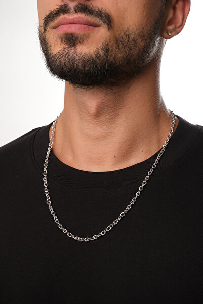 ByFlorya Jewelry Çelik Dokulu Erkek Zincir Kolye Forse Zincir 4mm Kararmaz