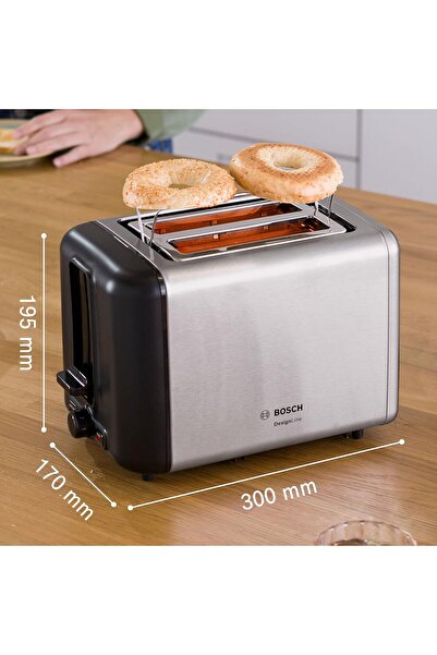 Bosch DesignLine Stainless Steel Toaster, Two Slice - Silver