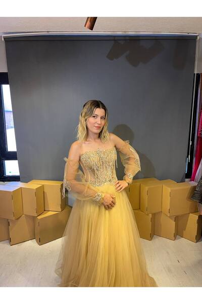 Lovely Dress Işıltılı Tül Abiye Elbise