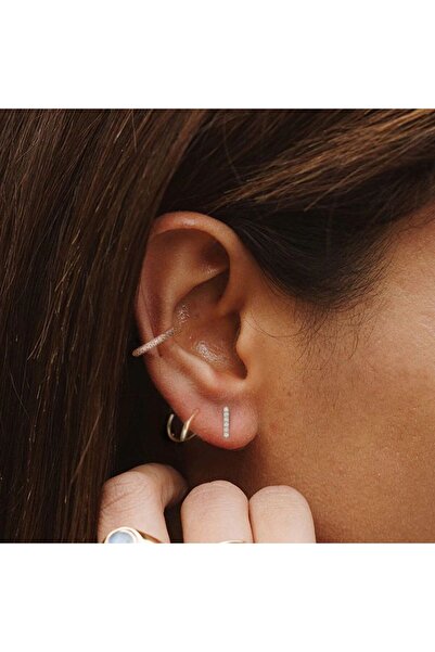 KESNUP Σκουλαρίκι ear cuff χωρίς τρύπα, διακοσμημένο με διαφανείς κρυστάλλους ζιρκονίου, χρυσό