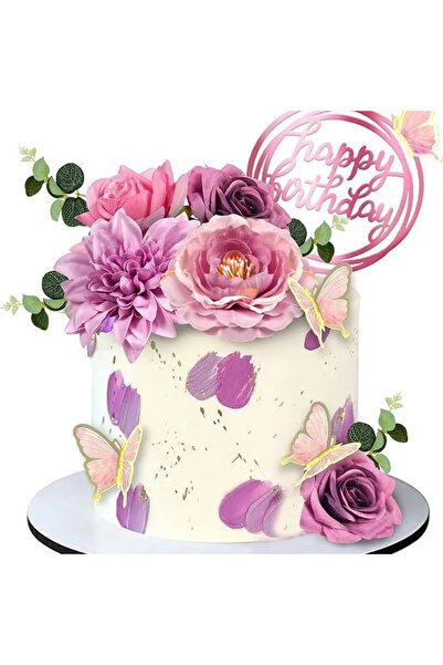 Baloane Vesele Cake Decoration Themed Elegant Flowers and Butterflies TOP97