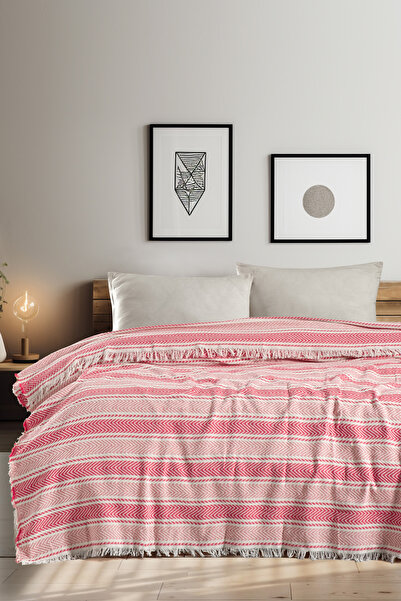 Owra Veva %100 Pamuk Çift Kişilik Çizgili Pike Yatak Örtüsü 200 x 220