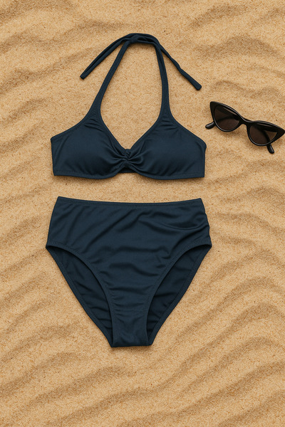 Nilmay mayo Women's High Waist Gathered Bikini Set