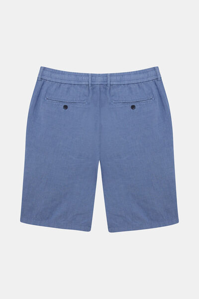 W Collection Blue Linen Lace-Up-Zippered Bermuda