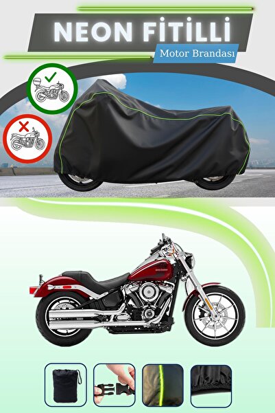 Cemku Shade حقيبة خلفية سوداء متوافقة مع نيون فايتل هارلي ديفيدسون سوفتيل لو رايدر متوافقة مع قماش المحرك