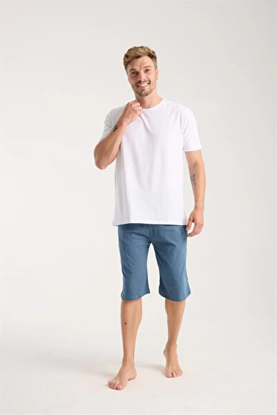Beruflic Men's Pocketed Cotton Combed Shorts Indigo