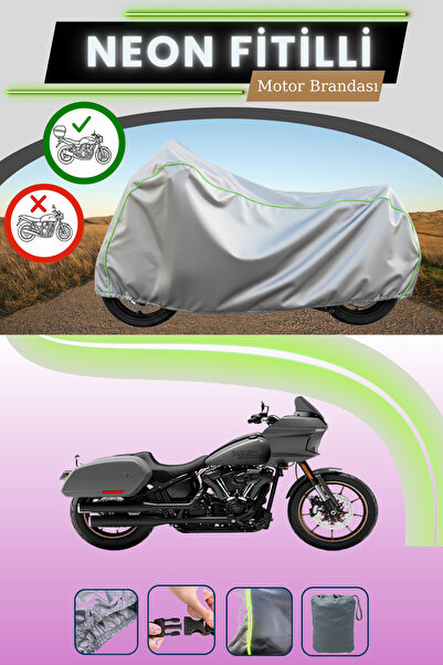 Cemku Shade حقيبة خلفية رمادية متوافقة مع قماش نيون فايتي هارلي ديفيدسون لو ر...