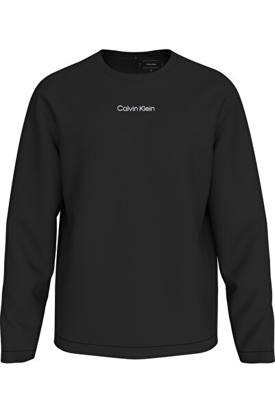 Calvin Klein Erkek Marka Logo Baskılı Bisiklet Yaka Günlük Kullanıma Uygun Uzun Kollu Şık Görünüşlü