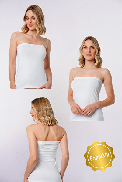 Hmd 3-Piece Cotton Strapless Women's Undershirt - White