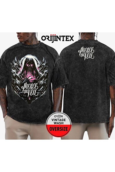 orijintex تي شيرت بيرس ذا فيل مطبوع من الأمام والخلف للجنسين قابل للغسل مقاس كبير عتيق الطراز